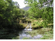 A footbridge and some of the cascades.